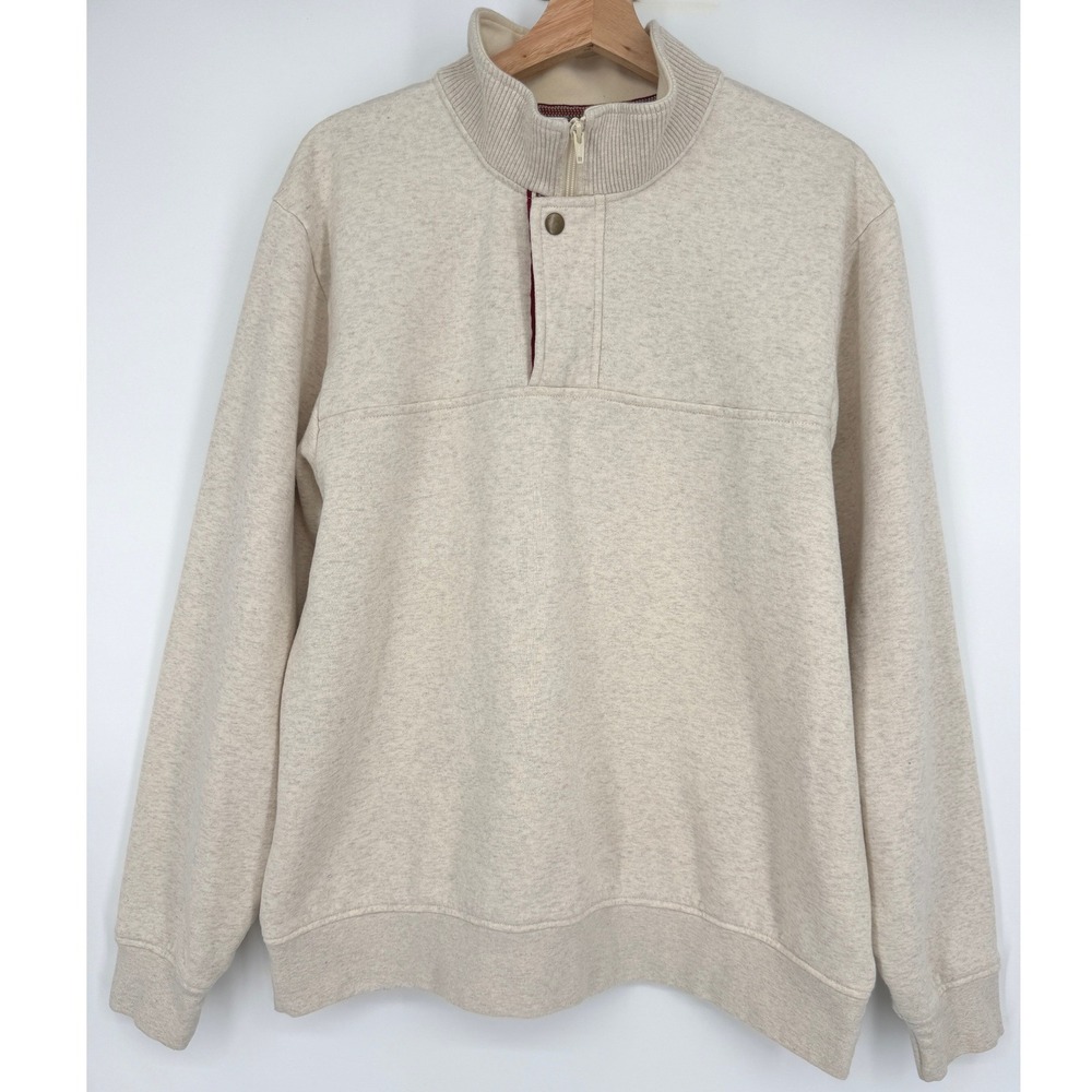 Orvis Men's Quarter Zip Pullover Sweatshirt XL Ivory Cream